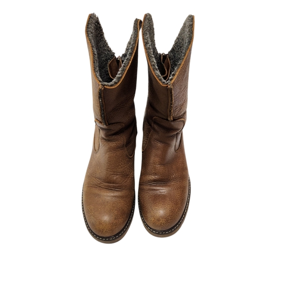 Roots Brown Leather Shearling Winter Women's Boots - Picture 1 of 14